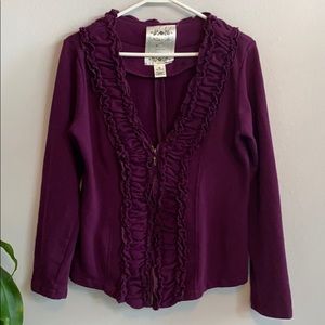Anthropologie Nick & Mo Purple Ruffle Zip Up